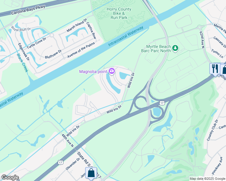 map of restaurants, bars, coffee shops, grocery stores, and more near 4891 Luster Leaf Circle in Myrtle Beach