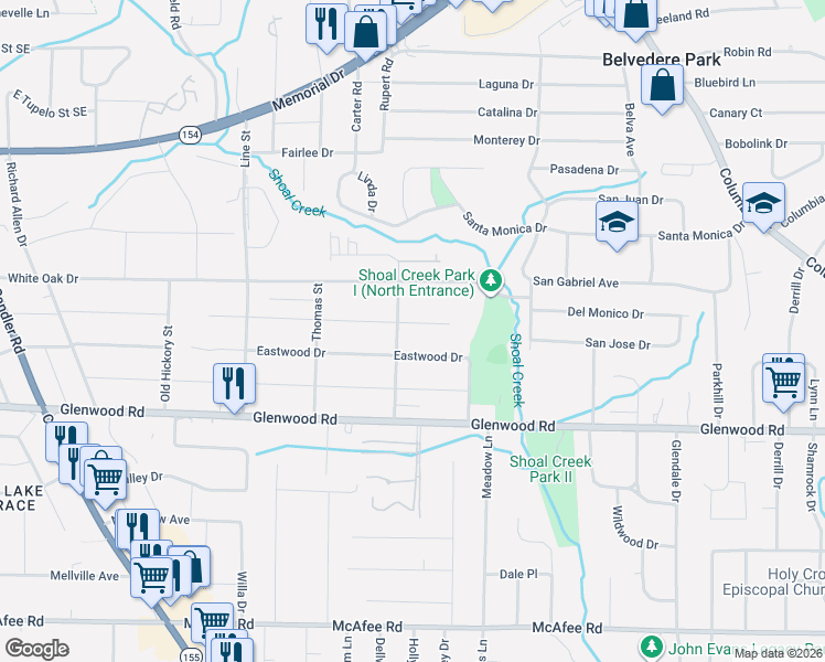 map of restaurants, bars, coffee shops, grocery stores, and more near 2869 Amelia Avenue in Decatur