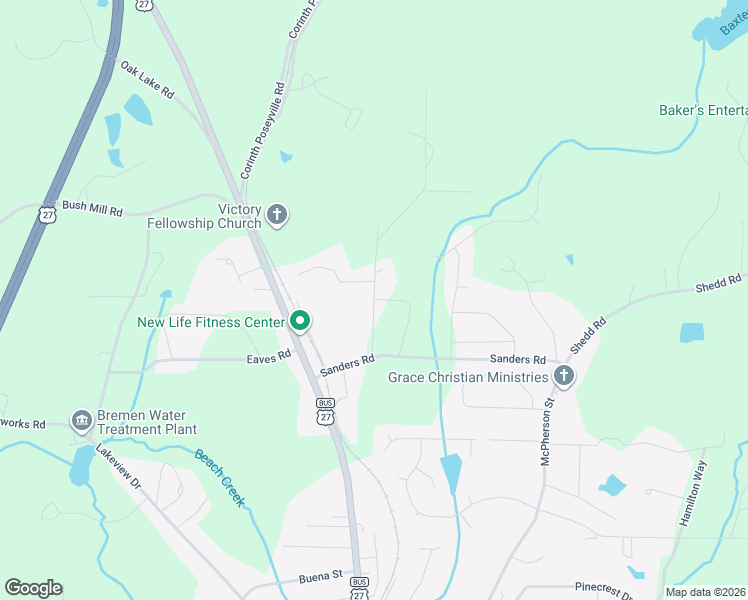 map of restaurants, bars, coffee shops, grocery stores, and more near 62 C W Smith Circle in Bremen