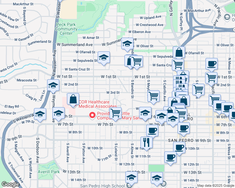 map of restaurants, bars, coffee shops, grocery stores, and more near 1147 West 3rd Street in Los Angeles
