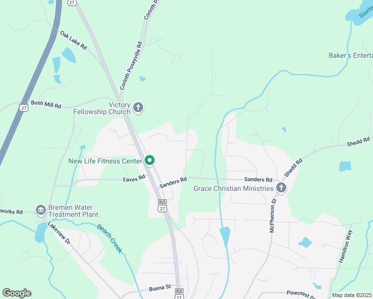 map of restaurants, bars, coffee shops, grocery stores, and more near 115 Waterford Rd in Bremen