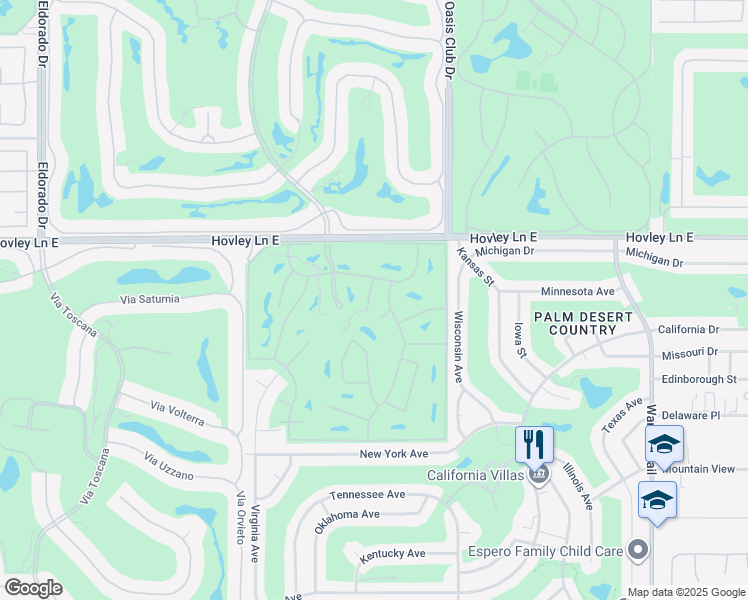 map of restaurants, bars, coffee shops, grocery stores, and more near 42351 Sari Court in Palm Desert