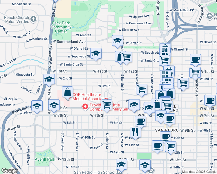 map of restaurants, bars, coffee shops, grocery stores, and more near 1147 West 3rd Street in Los Angeles