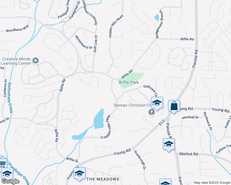 map of restaurants, bars, coffee shops, grocery stores, and more near 1674 South Hidden Hills Parkway in Stone Mountain