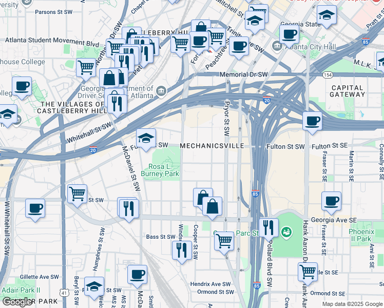 map of restaurants, bars, coffee shops, grocery stores, and more near 259 Richardson Street Southwest in Atlanta