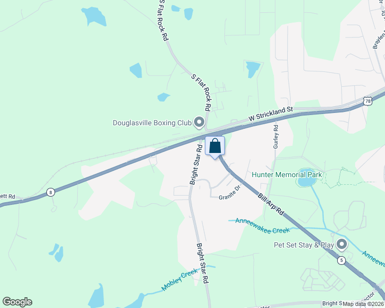 map of restaurants, bars, coffee shops, grocery stores, and more near 8841 Bright Star Road in Douglasville
