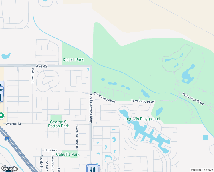 map of restaurants, bars, coffee shops, grocery stores, and more near Caviano Drive in Indio