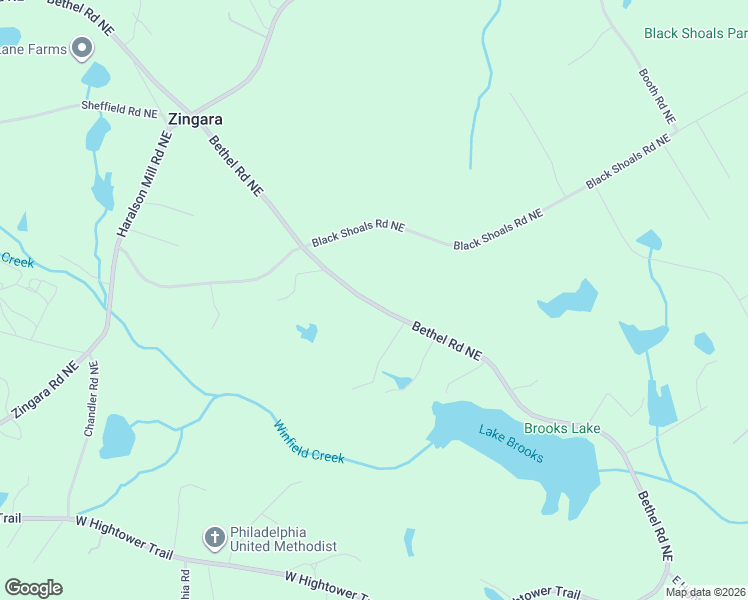 map of restaurants, bars, coffee shops, grocery stores, and more near 2361 Bethel Road Northeast in Conyers