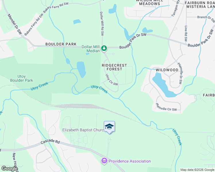 map of restaurants, bars, coffee shops, grocery stores, and more near 535 Dollar Mill Road Southwest in Atlanta
