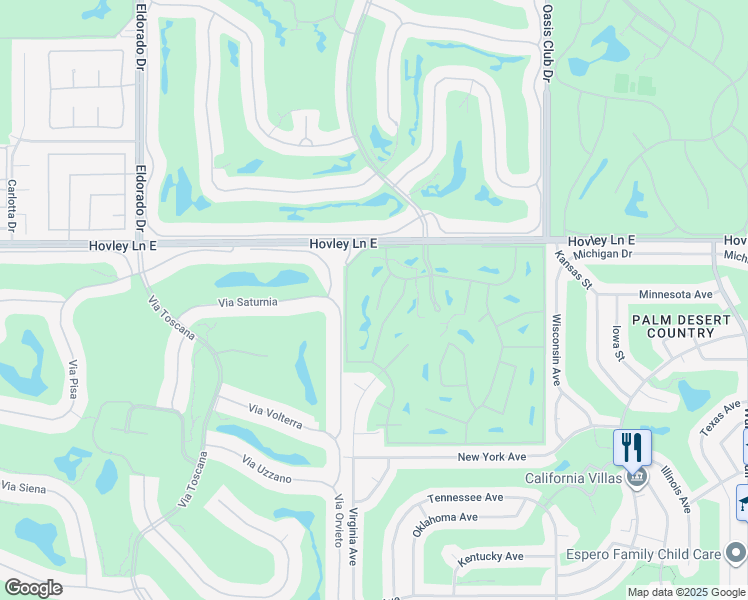 map of restaurants, bars, coffee shops, grocery stores, and more near 42330 Sultan Avenue in Palm Desert