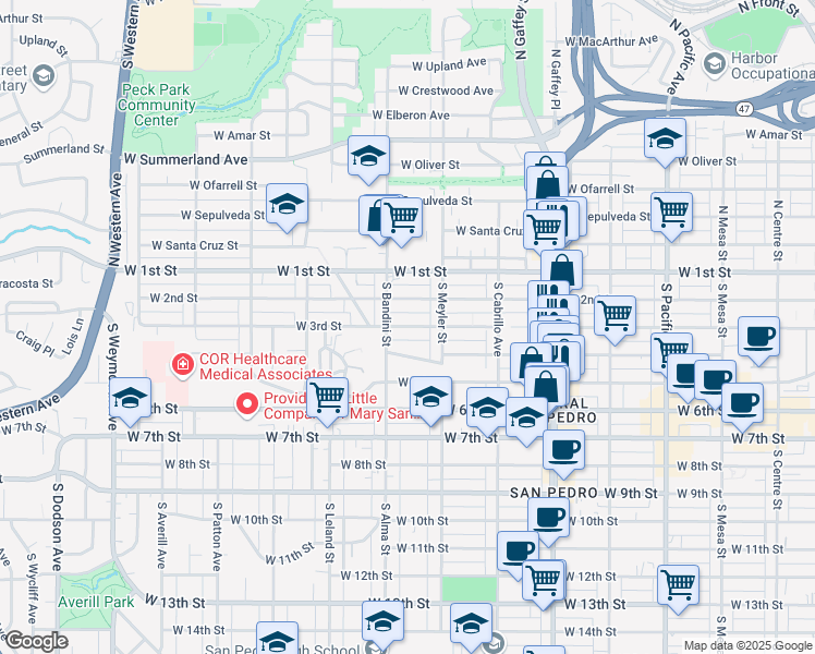 map of restaurants, bars, coffee shops, grocery stores, and more near 933 West 3rd Street in Los Angeles