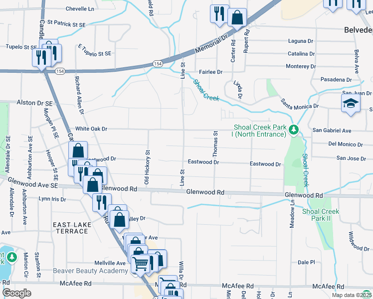 map of restaurants, bars, coffee shops, grocery stores, and more near 1728 Line Street in Decatur