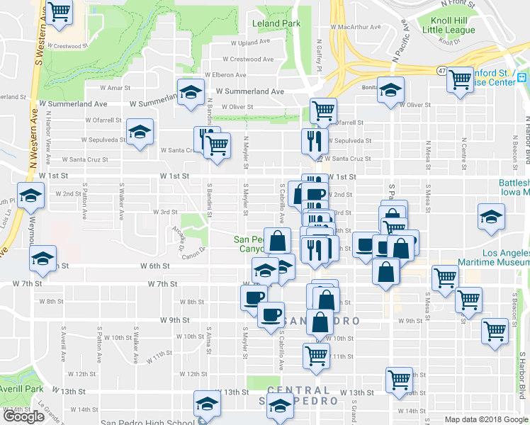 map of restaurants, bars, coffee shops, grocery stores, and more near 838 West 3rd Street in Los Angeles County