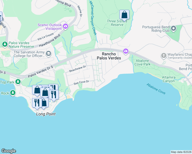 map of restaurants, bars, coffee shops, grocery stores, and more near 32724 Coastsite Drive in Rancho Palos Verdes