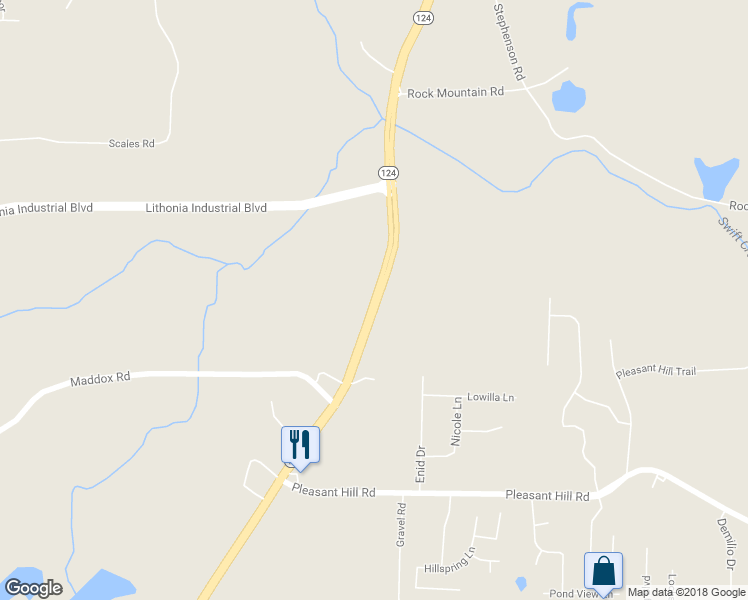 map of restaurants, bars, coffee shops, grocery stores, and more near 1691 Rock Chapel Road in Lithonia