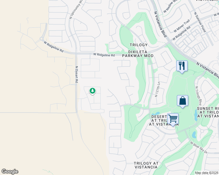 map of restaurants, bars, coffee shops, grocery stores, and more near 28432 North 130th Drive in Peoria
