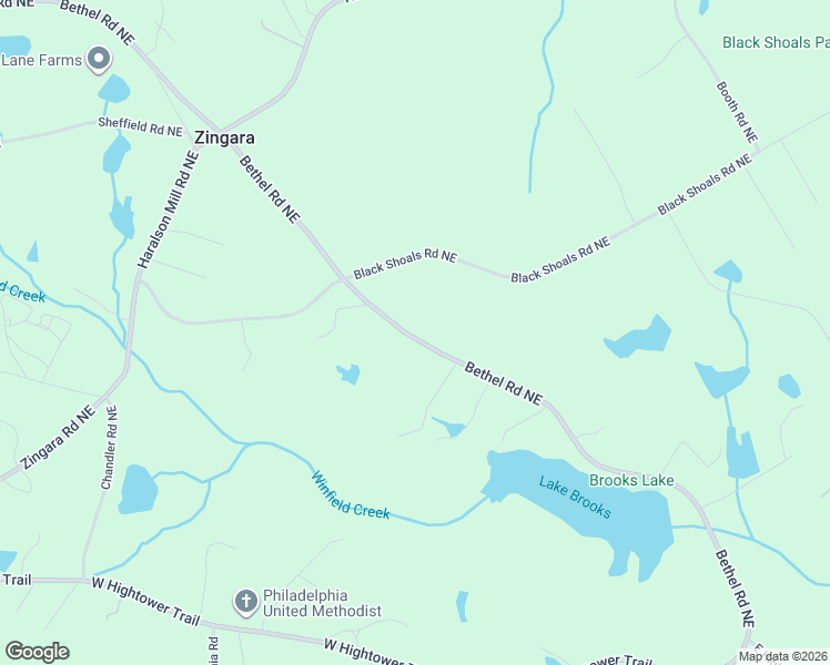 map of restaurants, bars, coffee shops, grocery stores, and more near 2361 Bethel Road Northeast in Conyers