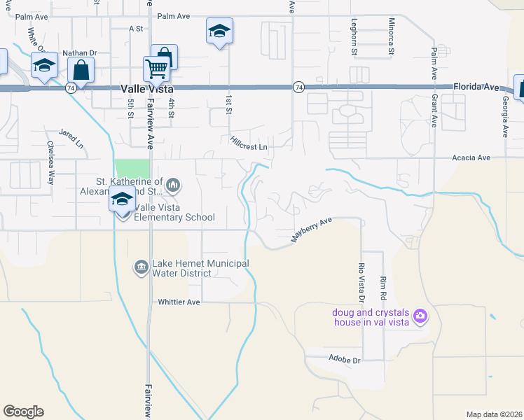 map of restaurants, bars, coffee shops, grocery stores, and more near Logan Drive in Valle Vista