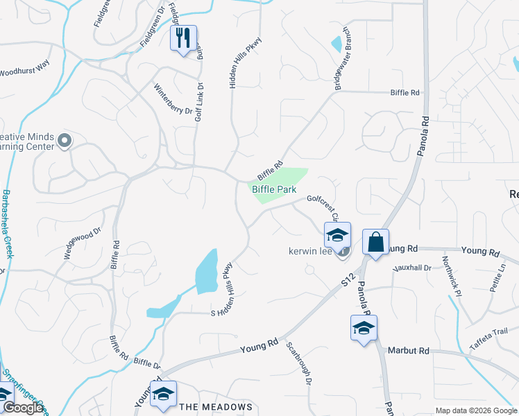 map of restaurants, bars, coffee shops, grocery stores, and more near 5215 Golfcrest Circle in Stone Mountain