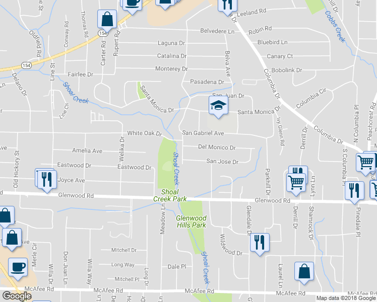 map of restaurants, bars, coffee shops, grocery stores, and more near 2969 Del Monico Dr in Decatur