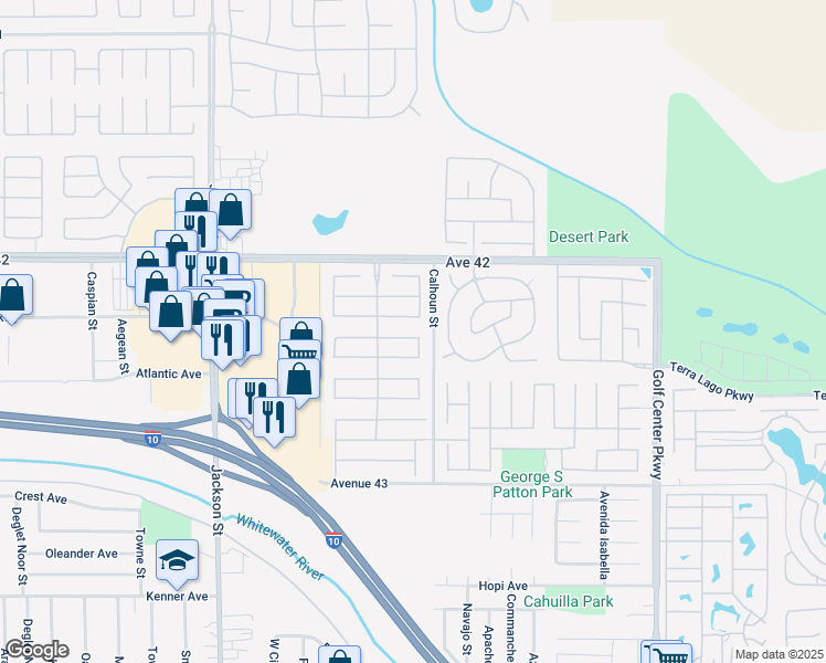 map of restaurants, bars, coffee shops, grocery stores, and more near 83448 Stagecoach Road in Indio