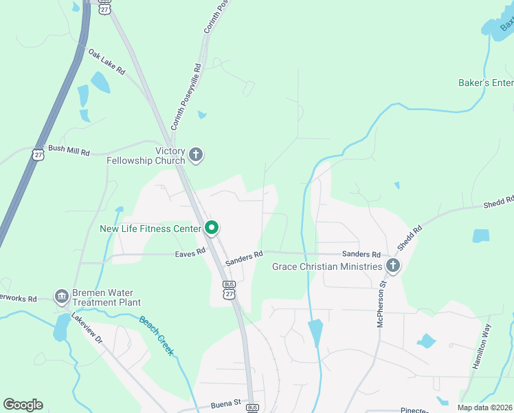 map of restaurants, bars, coffee shops, grocery stores, and more near 107 Lindsey Drive in Bremen