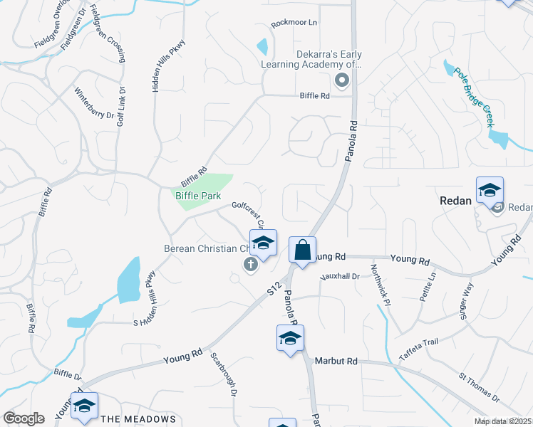 map of restaurants, bars, coffee shops, grocery stores, and more near 1698 Pineford Court in Stone Mountain