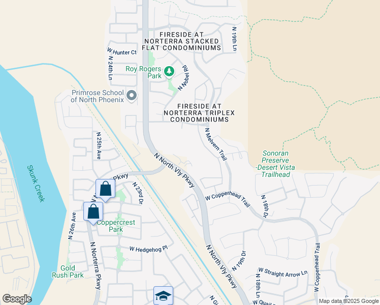 map of restaurants, bars, coffee shops, grocery stores, and more near 28515 N North Valley Parkway in Phoenix