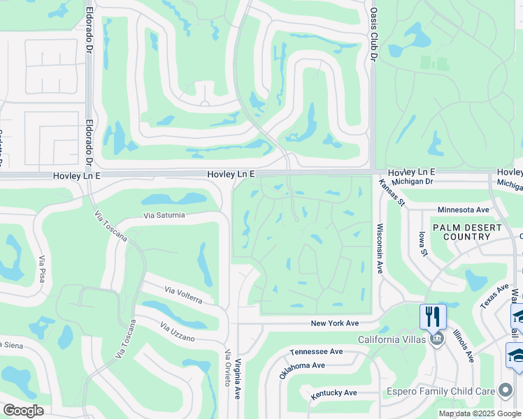 map of restaurants, bars, coffee shops, grocery stores, and more near 42242 Omar Place in Palm Desert