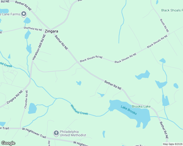 map of restaurants, bars, coffee shops, grocery stores, and more near 2361 Bethel Road Northeast in Conyers