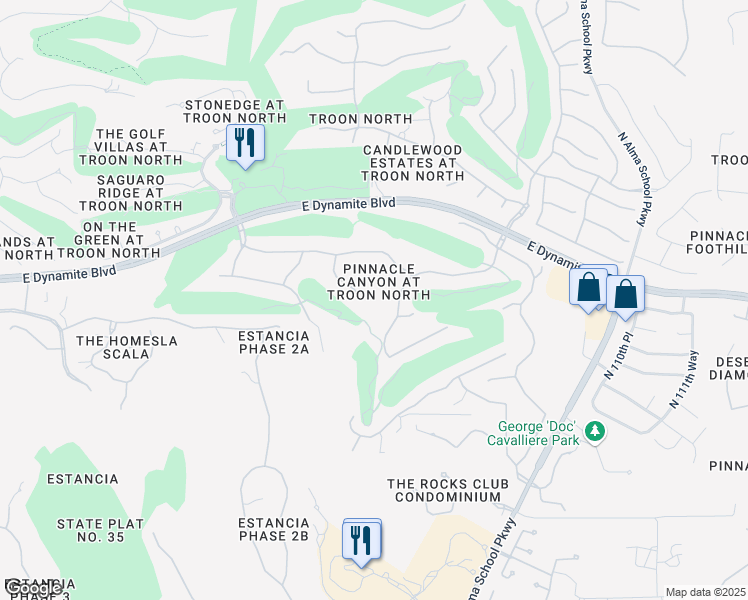 map of restaurants, bars, coffee shops, grocery stores, and more near 28359 North 104th Way in Scottsdale