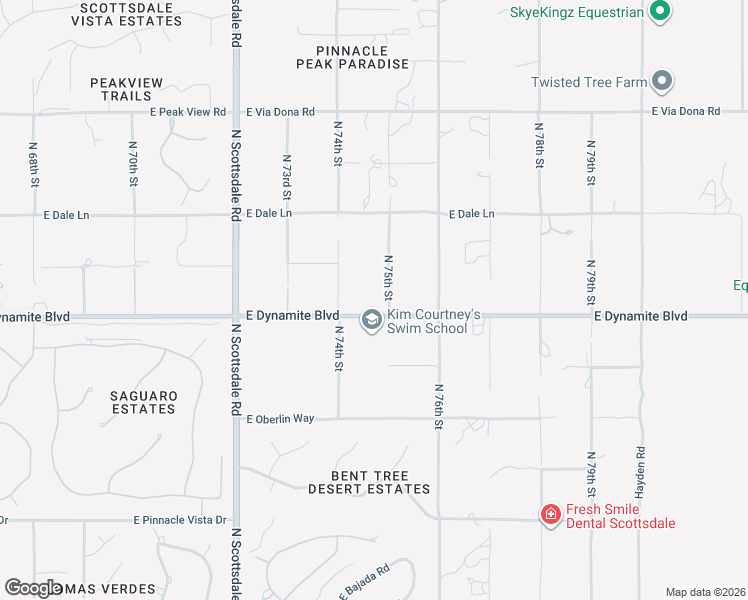 map of restaurants, bars, coffee shops, grocery stores, and more near 28360 North 75th Street in Scottsdale
