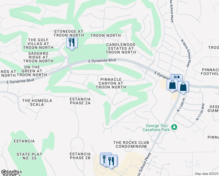 map of restaurants, bars, coffee shops, grocery stores, and more near 28359 North 104th Way in Scottsdale
