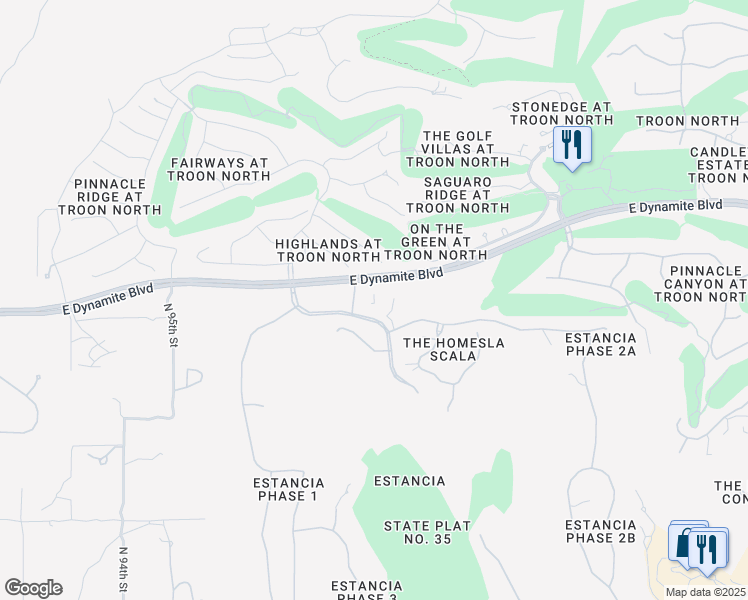 map of restaurants, bars, coffee shops, grocery stores, and more near 9844 East Running Deer Trail in Scottsdale
