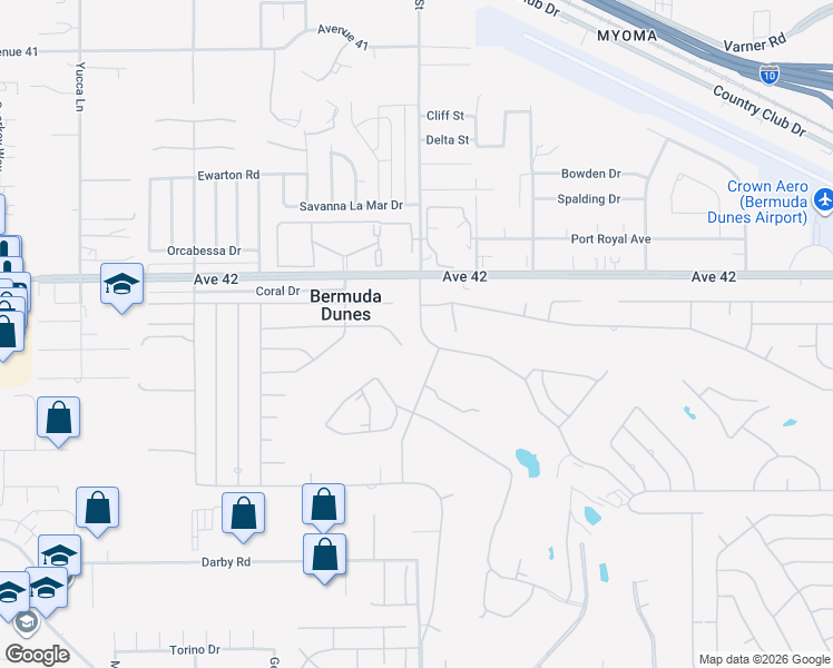 map of restaurants, bars, coffee shops, grocery stores, and more near 42-765 Adams Street in Bermuda Dunes