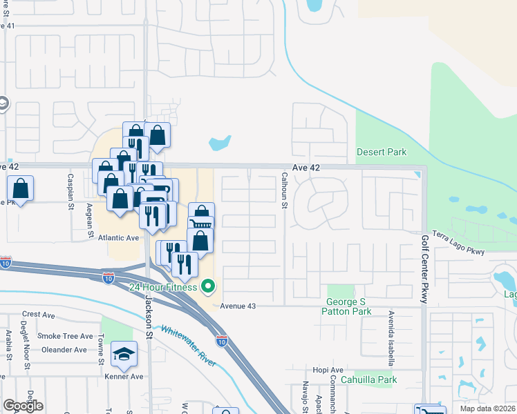 map of restaurants, bars, coffee shops, grocery stores, and more near 83421 Lonesome Dove Road in Indio