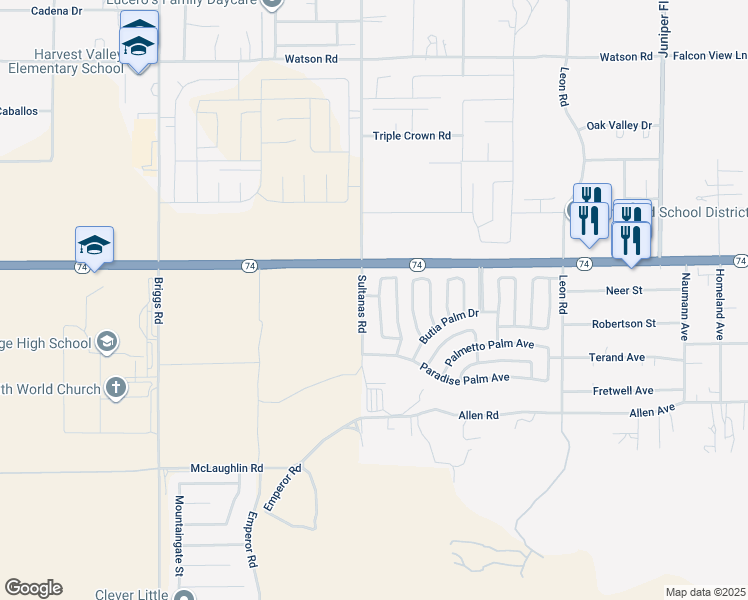 map of restaurants, bars, coffee shops, grocery stores, and more near 26081 Kentia Palm Drive in Homeland