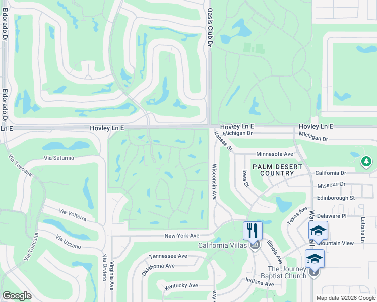 map of restaurants, bars, coffee shops, grocery stores, and more near 76878 Morocco Road in Palm Desert