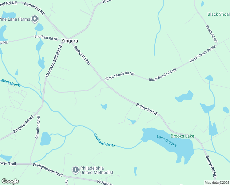 map of restaurants, bars, coffee shops, grocery stores, and more near 2319 Bethel Road Northeast in Conyers