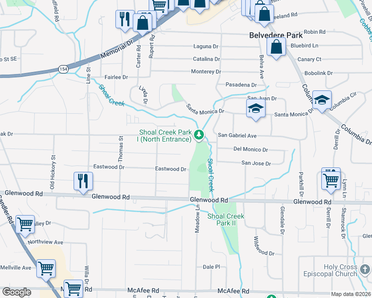 map of restaurants, bars, coffee shops, grocery stores, and more near 2897 White Oak Drive in Decatur