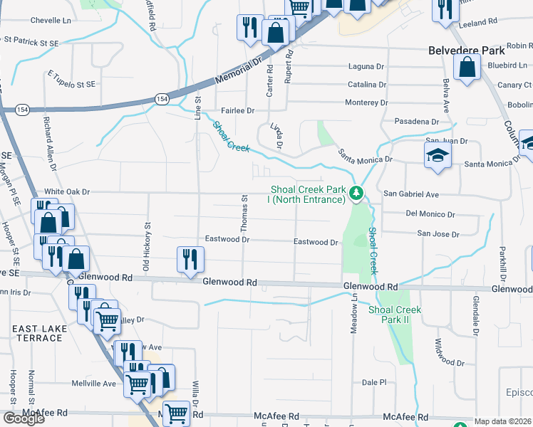 map of restaurants, bars, coffee shops, grocery stores, and more near 2786 Amelia Avenue in Decatur