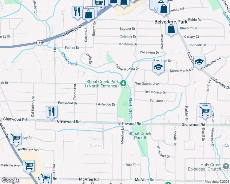 map of restaurants, bars, coffee shops, grocery stores, and more near 2897 White Oak Drive in Decatur