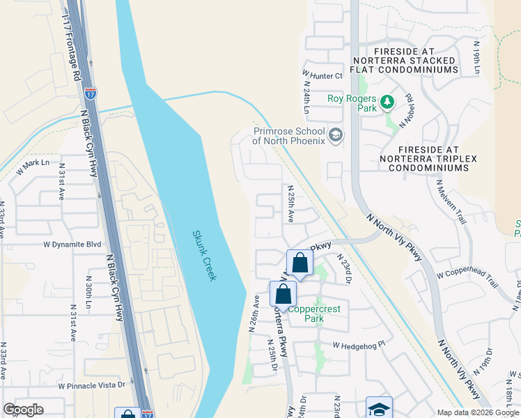 map of restaurants, bars, coffee shops, grocery stores, and more near 28416 North 25th Dale in Phoenix