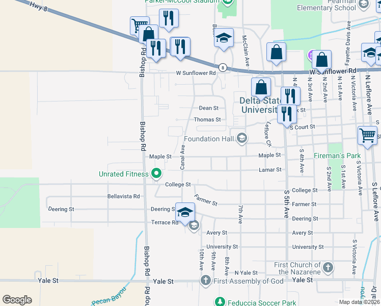 map of restaurants, bars, coffee shops, grocery stores, and more near 1412 Maple Street in Cleveland