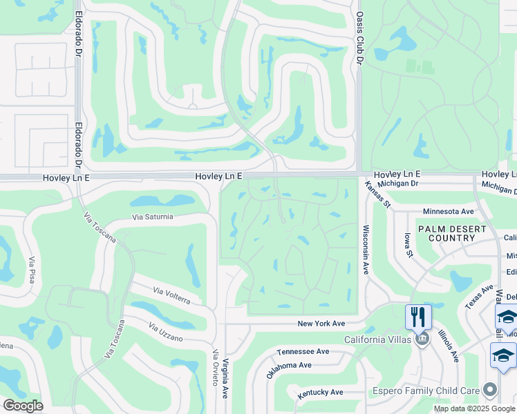 map of restaurants, bars, coffee shops, grocery stores, and more near 42215 Sultan Avenue in Palm Desert