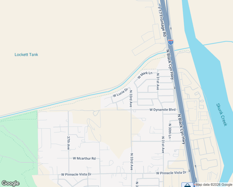 map of restaurants, bars, coffee shops, grocery stores, and more near 3340 West Lucia Drive in Phoenix