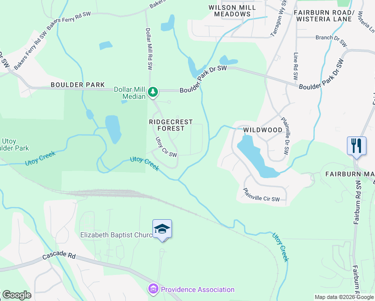 map of restaurants, bars, coffee shops, grocery stores, and more near 701 Utoy Circle Southwest in Atlanta
