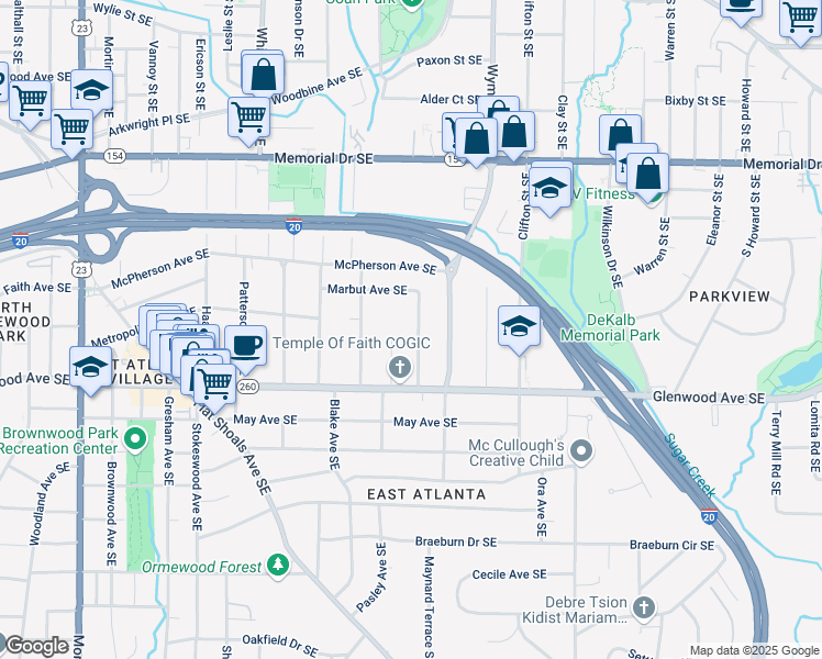 map of restaurants, bars, coffee shops, grocery stores, and more near 435 McWilliams Avenue Southeast in Atlanta
