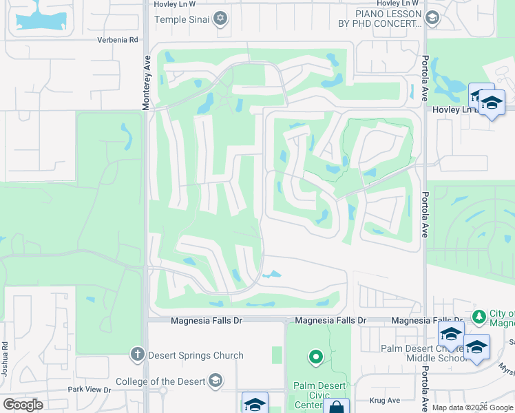 map of restaurants, bars, coffee shops, grocery stores, and more near 403 Gran Via in Palm Desert