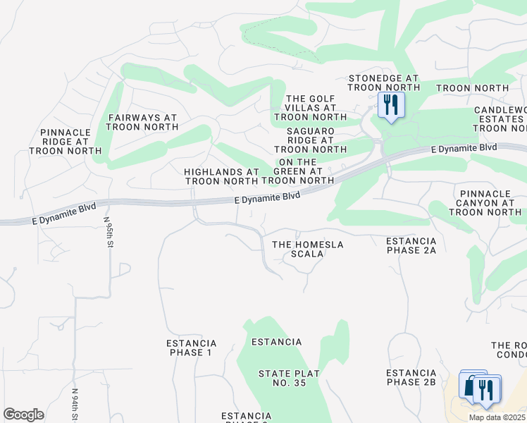 map of restaurants, bars, coffee shops, grocery stores, and more near 9844 East Running Deer Trail in Scottsdale